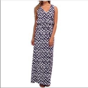 Lilly Pulitzer Mills Racerback maxi dress in "Get Your Chev On" navy and white